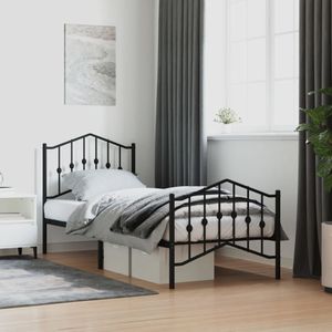 vidaXL Bedframe met hoofd- en voeteneinde metaal zwart 80x200 cm