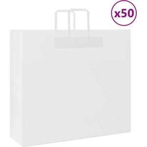 vidaXL Papieren zakken 50 st met hengsels 54x15x49 cm wit