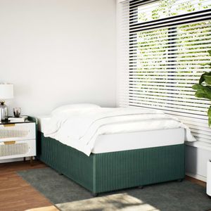 vidaXL Bedframe zonder matras 120x190 cm fluweel donkergroen