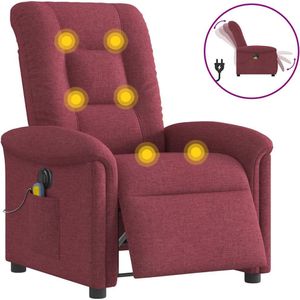 vidaXL - Massagestoel - Wijnrood - Stof - Elektrisch Verstelbaar