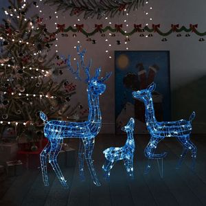 vidaXL Kerstversiering rendierfamilie 300 LED's blauw acryl