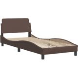 vidaXL Bed met matras kunstleer bruin 90x190 cm