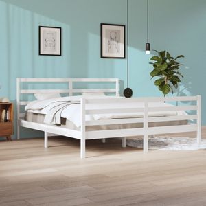 VidaXL Bedframe Massief Grenenhout Wit 200x200 cm