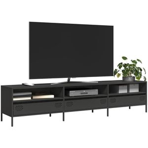 vidaXL Tv-meubel 202x39x43,5 cm koudgewalst staal zwart