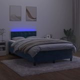 vidaXL Boxspring met matras en LED fluweel donkerblauw 120x200 cm