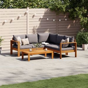 vidaXL 4-delige Loungeset met kussens massief acaciahout