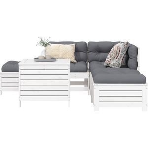 vidaXL 6-delige Loungeset massief grenenhout wit