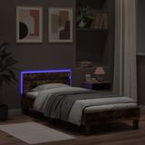 vidaXL Bedframe met hoofdbord en LED gerookt eikenkleurig 90x200 cm