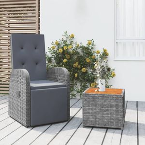 VidaXL Loungeset Poly Rattan en Massief Acaciahout Grijs