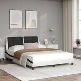 vidaXL Bed met matras kunstleer wit en zwart 140x190 cm