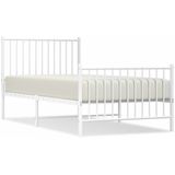 vidaXL Bedframe met hoofd- en voeteneinde metaal wit 90x190 cm