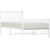 vidaXL Bedframe met hoofd- en voeteneinde metaal wit 90x190 cm