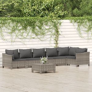 VidaXL 7-delige Loungeset met Kussens - Poly Rattan Grijs