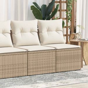 vidaXL 2-delige Loungeset met kussens poly rattan acacia beige