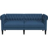 vidaXL Tweezitsbank Chesterfield-stijl stof blauw