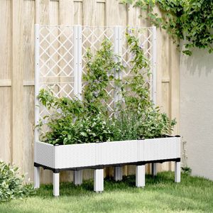 vidaXL Plantenbak met latwerk 120x40x142 cm polypropeen wit