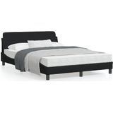 vidaXL Bedframe met hoofdbord stof zwart 120x200 cm