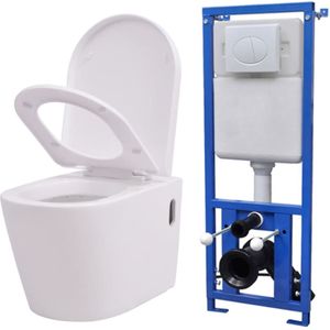 vidaXL Hangend toilet met verborgen stortbak keramiek wit