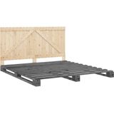 vidaXL Bedframe met hoofdbord massief grenenhout grijs 200x200 cm