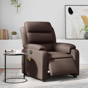 vidaXL Massagestoel verstelbaar elektrisch kunstleer bruin