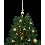 vidaXL Kunstkerstboom met scharnieren 300 LED's en kerstballen 210 cm