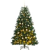 vidaXL Kunstkerstboom met scharnieren 300 LED's en kerstballen 210 cm