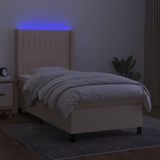 vidaXL Boxspring met matras en LED stof crèmekleurig 90x190 cm