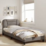 vidaXL Bedframe met hoofdbord stof taupe 90x190 cm