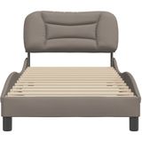 vidaXL Bedframe met hoofdbord stof taupe 90x190 cm