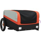 vidaXL Fietstrailer 30 kg ijzer zwart en oranje