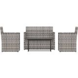 VidaXL 4-Delige Loungeset met Kussens - Poly Rattan Grijs