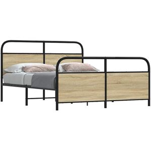 vidaXL Bedframe zonder matras metaal sonoma eikenkleurig 150x200 cm