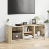 VidaXL-Tv-meubel-met-glazen-deuren-102x37x42-cm-sonoma-eikenkleurig