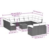 vidaXL 13-delige Loungeset met kussens poly rattan grijs