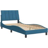 vidaXL Bedframe met hoofdbord fluweel blauw 80x200 cm