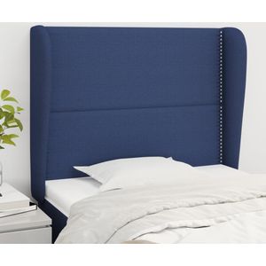 vidaXL Hoofdbord met randen 83x23x118/128 cm stof blauw