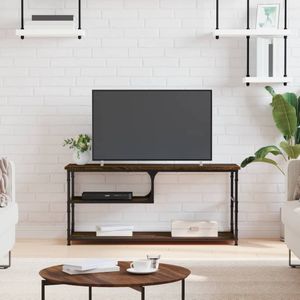 vidaXL-Tv-meubel-103x38x46,5-cm-bewerkt-hout-staal-bruin-eikenkleur