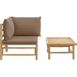 vidaXL 2-delige Loungeset met kussens bamboe taupe