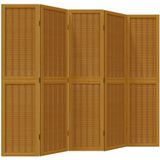 vidaXL Kamerscherm met 5 panelen massief paulowniahout bruin