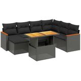 vidaXL 8-delige Loungeset met kussens poly rattan zwart