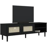 vidaXL Tv-meubel SENJA 158x40x49 cm rattan-look massief grenen zwart