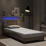 vidaXL Bedframe met LED-verlichting kunstleer cappuccino 90x200 cm