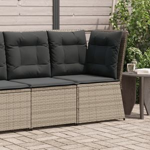 vidaXL - Tuinhoekbank - met - kussens - poly - rattan - grijs