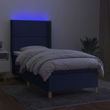 vidaXL Boxspring met matras en LED stof blauw 80x200 cm