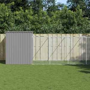 vidaXL Hondenhok met ren 214x1069x181 cm staal lichtgrijs