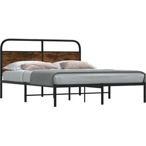 vidaXL Bedframe zonder matras bewerkt hout gerookt eiken 140x200 cm