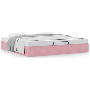 vidaXL - Ottoman - bedframe - zonder - matrasx200 - cm - fluweel - roze