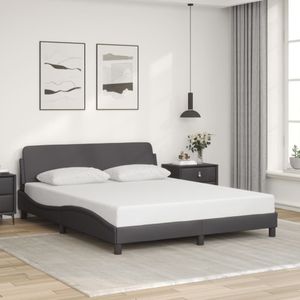 vidaXL Bedframe met hoofdbord kunstleer grijs 160x200 cm