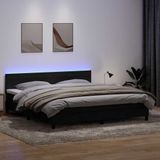 vidaXL Boxspring met matras fluweel zwart 200x210 cm