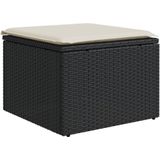 vidaXL Tuinkruk met kussen 55x55x37 cm poly rattan zwart